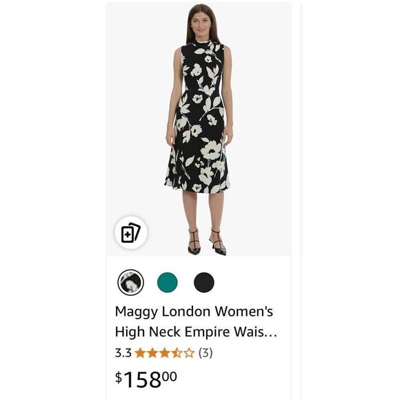 Maggy London Women's High Neck Empire Waist Midi Dress Career Workwear - Picture 9 of 9